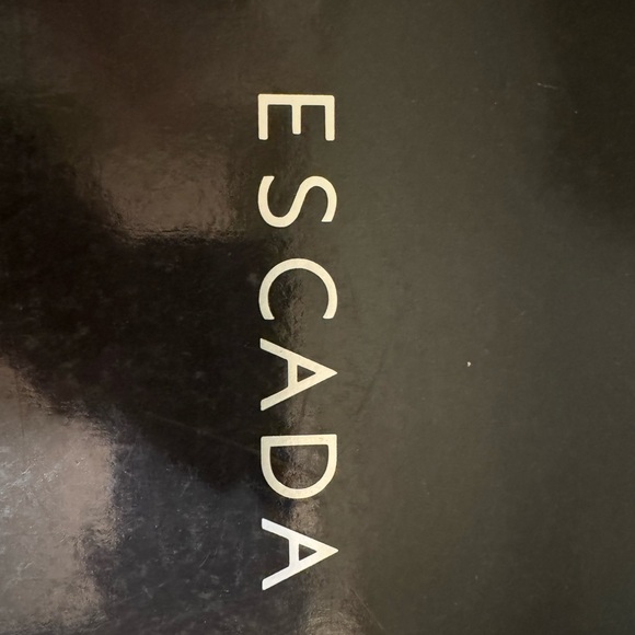 Escada Black and Gold Heels with Rhinestone Bow - Picture 5 of 5